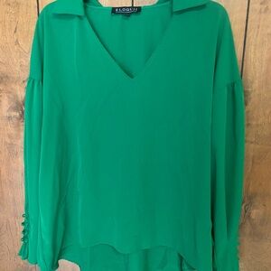 Eloquii Vibrant Green V-Neck Blouse